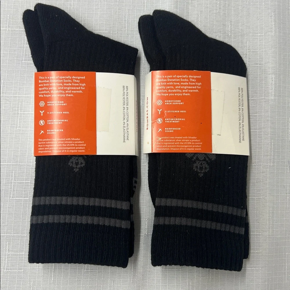 Bombas Black Casual Crew Socks - Pair of 2